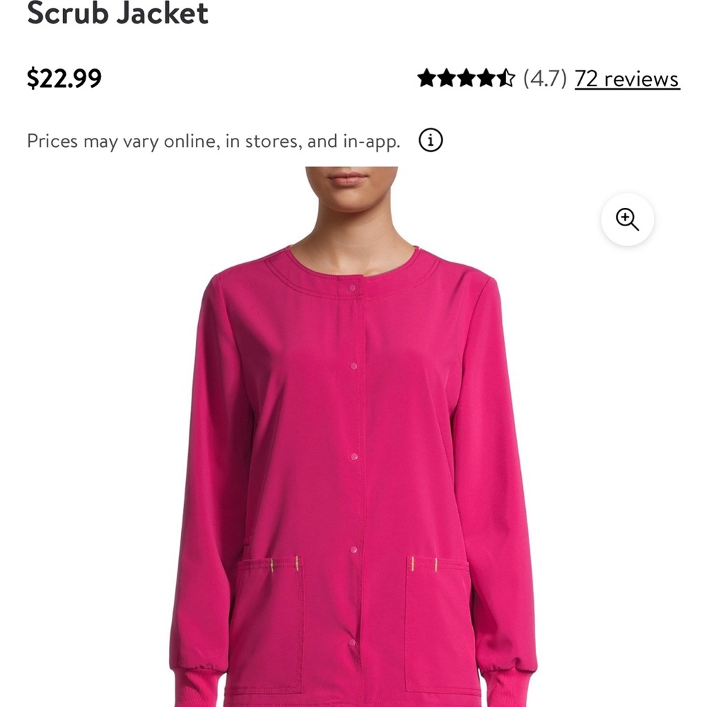 Scrubstar small pink button up scrub jacket
